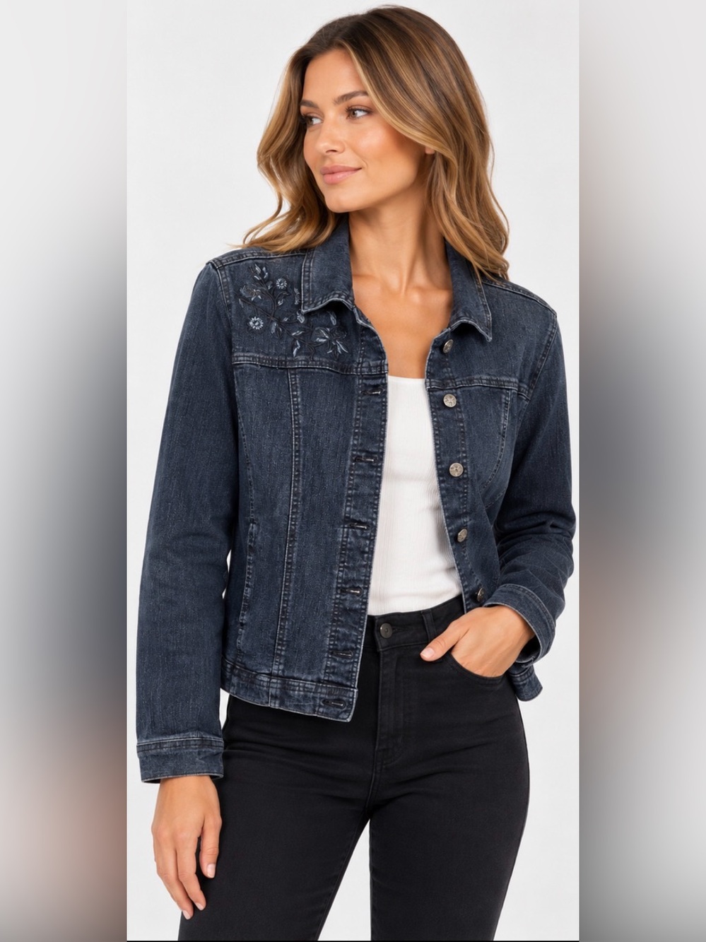 Northern Reflections Embroidered Denim Jacket XL Petite